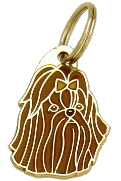 Shih tzu marrom <br> (placa de identificação para cães, Gravado incluído)